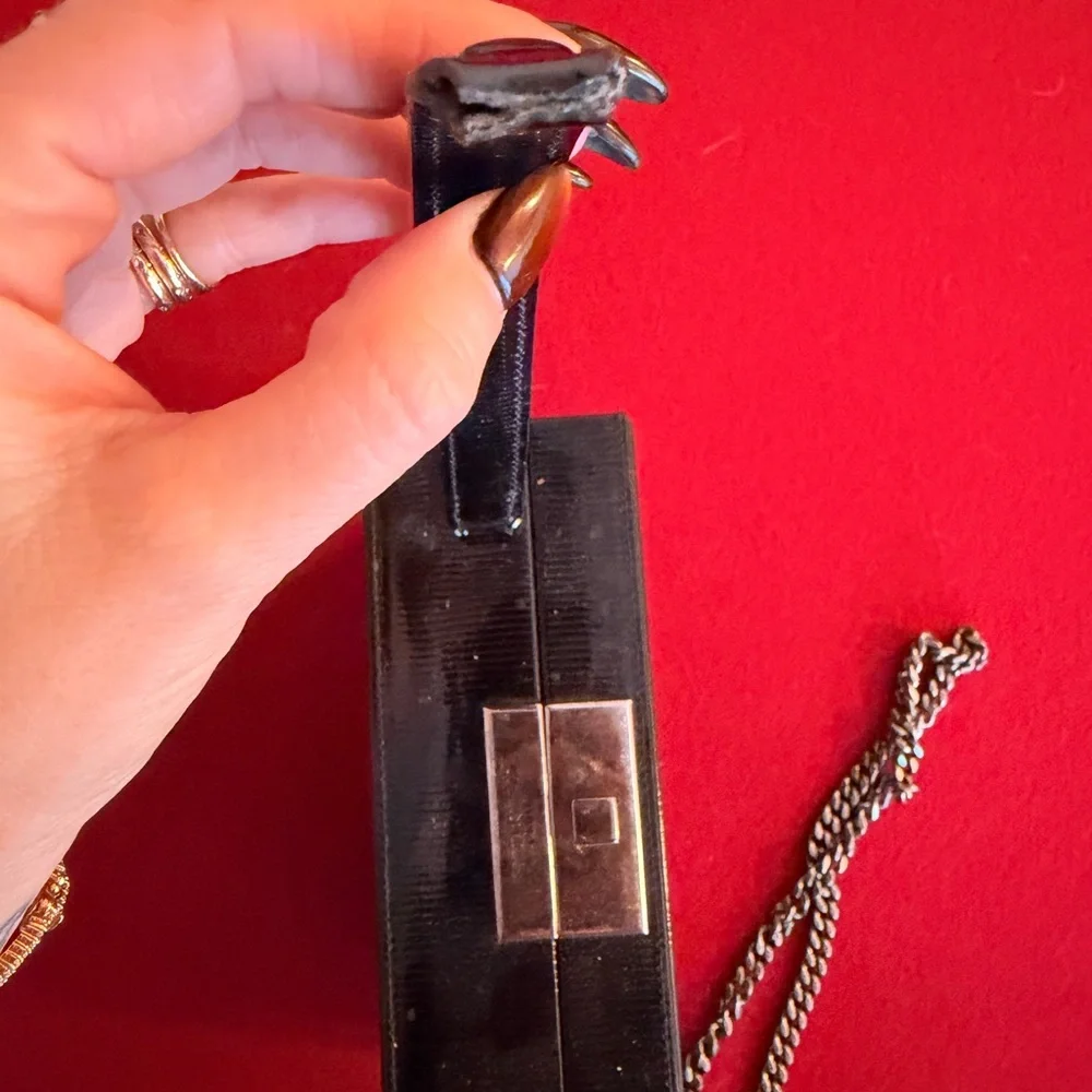 Saint Laurent Patent Black Leather Box Bag‎